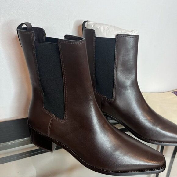 Tory Burch Women's 10M Chelsea Smooth Calf Leather Boot New With Box Brown Coco - Picture 3 of 16